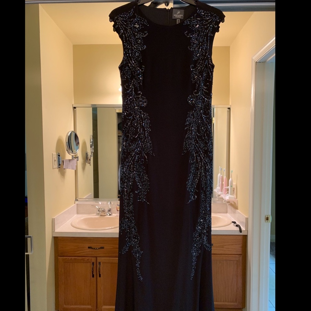 Adrianna Pappell navy blue gown/dress